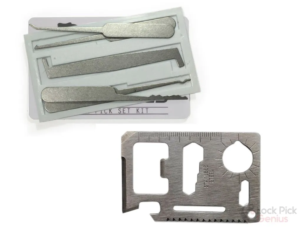 1 Wallet Size Lock Pick Set 5pcs tools with 10 in 1 Multitool