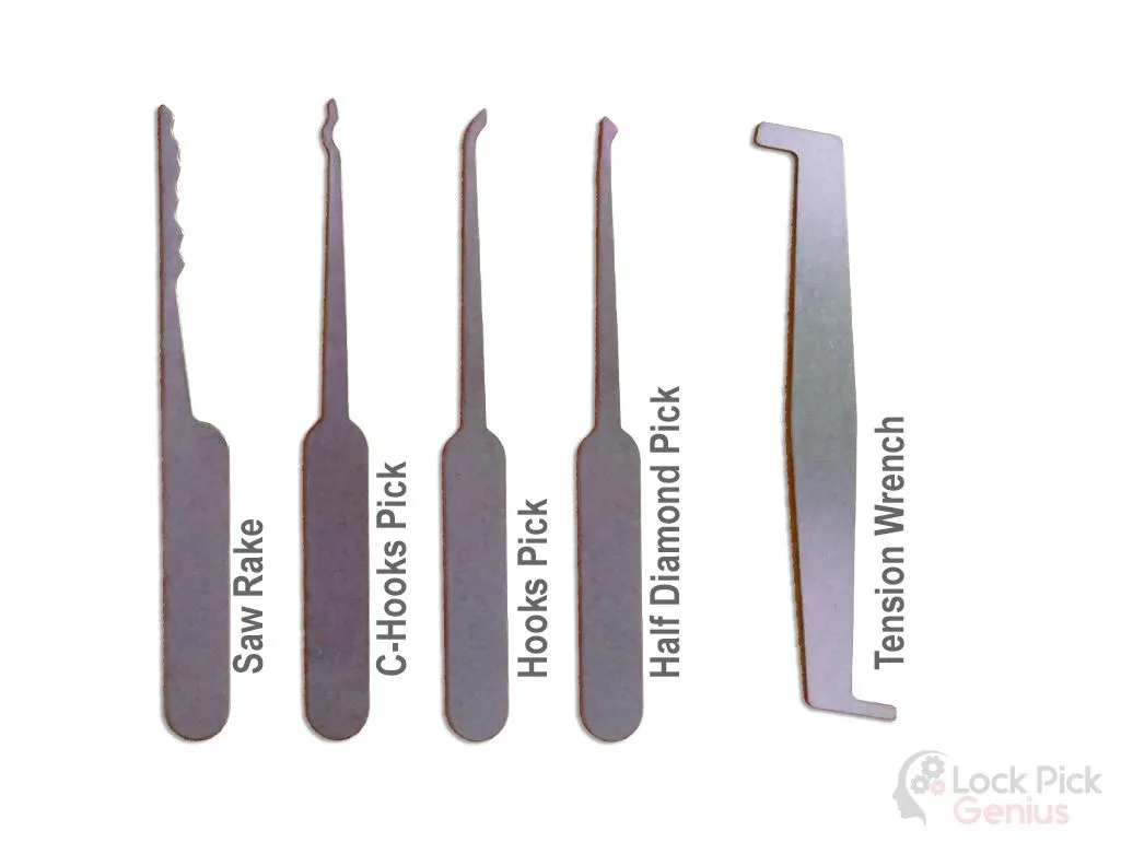 1 Wallet Size Lock Pick Set 5pcs tools with 10 in 1 Multitool