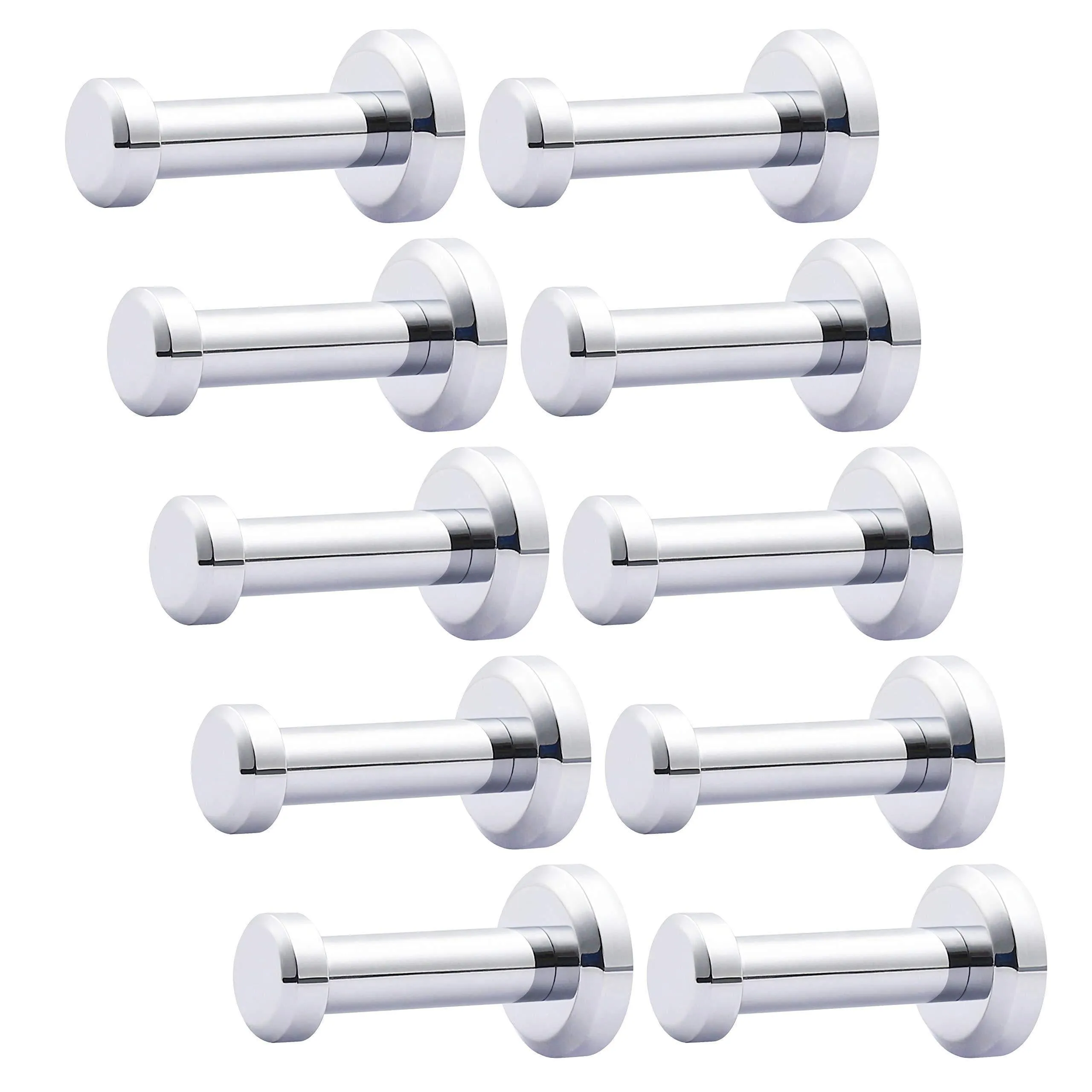 10 Pack, WEBI Solid Small Size Coat Hook, Robe Towel Hanger, Brass & Stainless Plating Heavy Duty Wall Mounted Holder, Perfect for Indoor & Outdoor Use, Easy Installation, Polished Finish