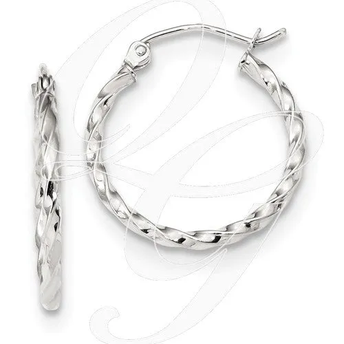 10k WG Twist Polished Hoop Earring