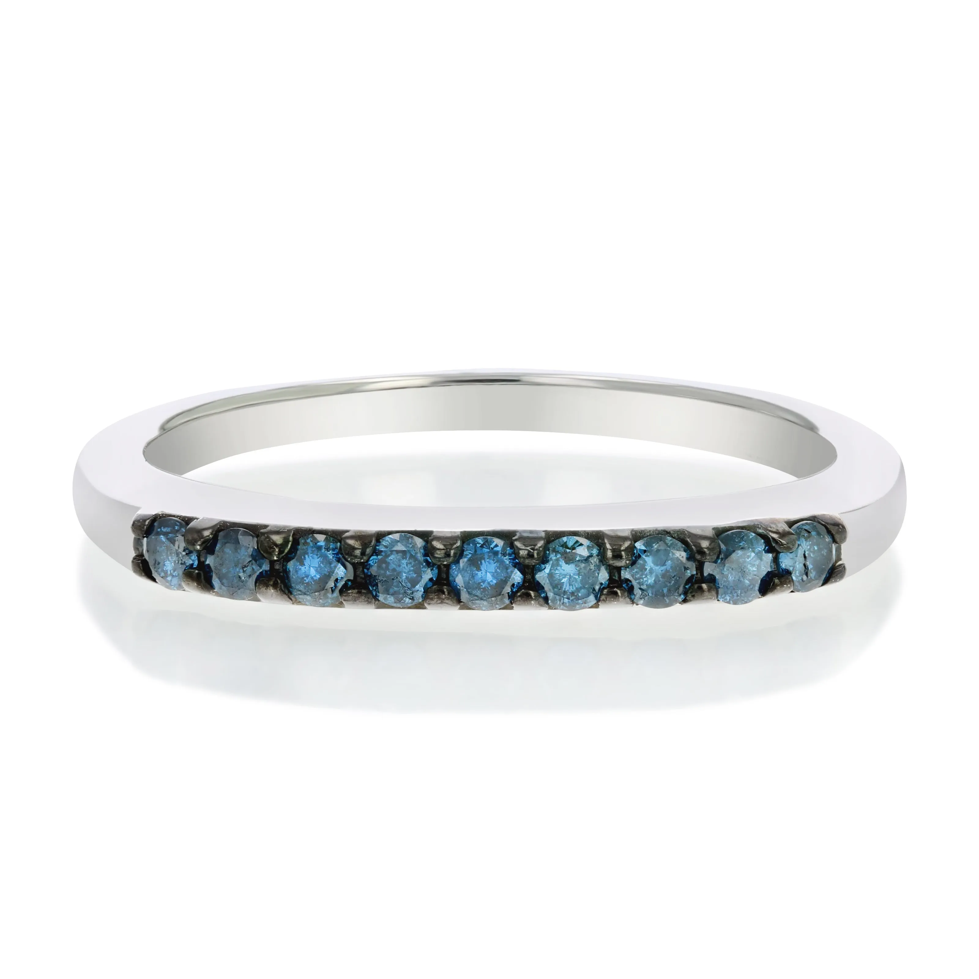 1/4 cttw Classic Blue Diamond Wedding Band in Sterling Silver
