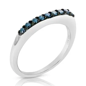 1/4 cttw Classic Blue Diamond Wedding Band in Sterling Silver