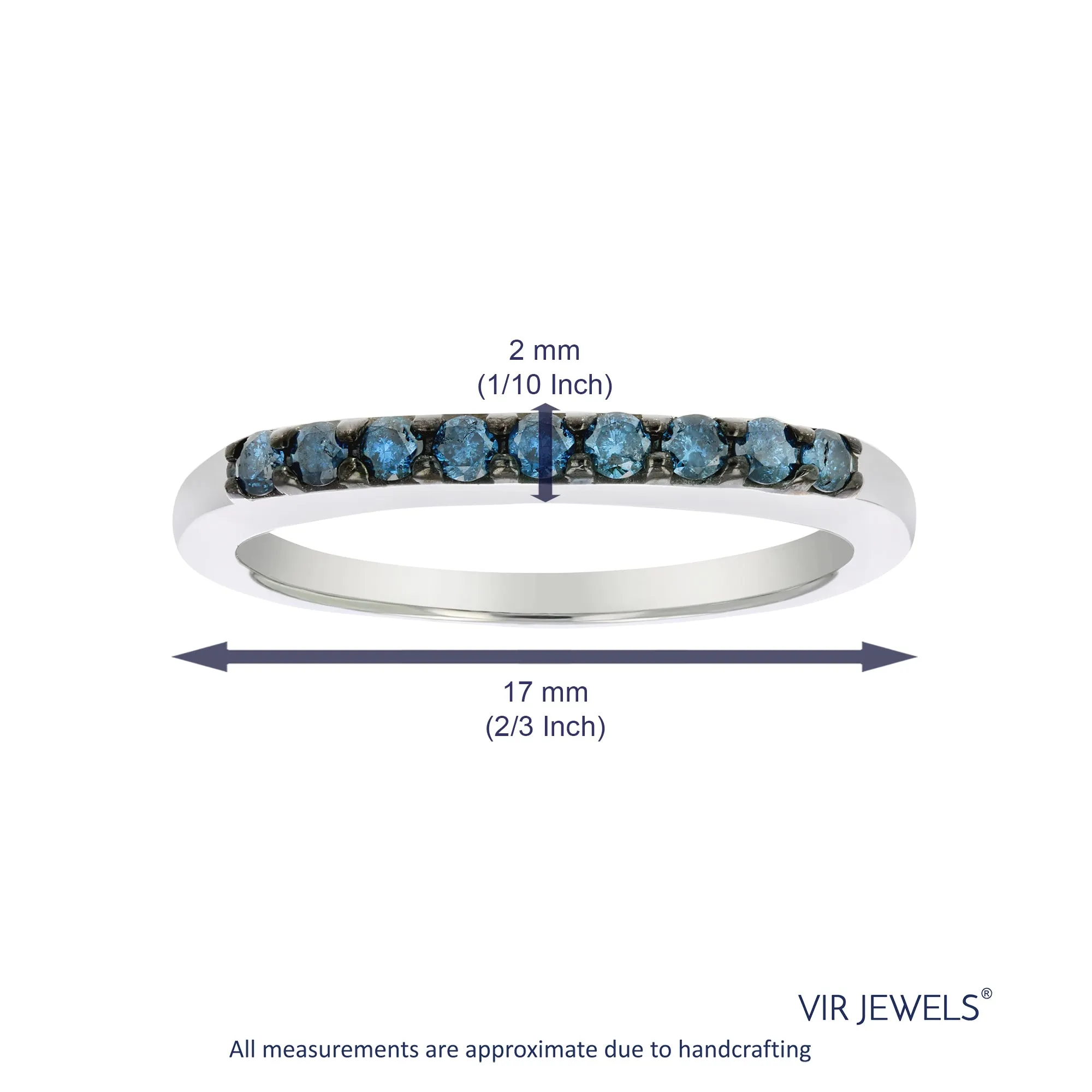 1/4 cttw Classic Blue Diamond Wedding Band in Sterling Silver