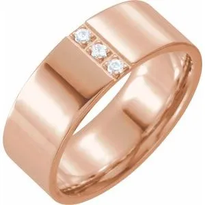 14K Rose 1/10 CTW Diamond Band Size 11
