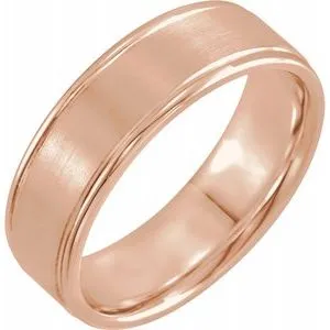 14K Rose 7 mm Grooved Band Size 10