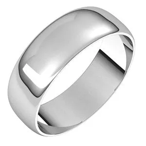 14K White 6 mm Half Round Ultra-Light Band Size 9