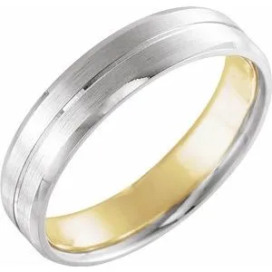 14K White/Yellow 7 mm Grooved Band with Matte/Polished Size 11