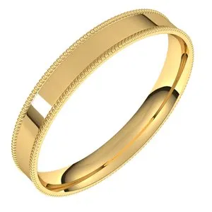 14K Yellow 3 mm Milgrain Flat Comfort Fit Band Size 6