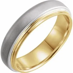 14K Yellow & White 6 mm Edged Band with Brushed Finished Size 10.5