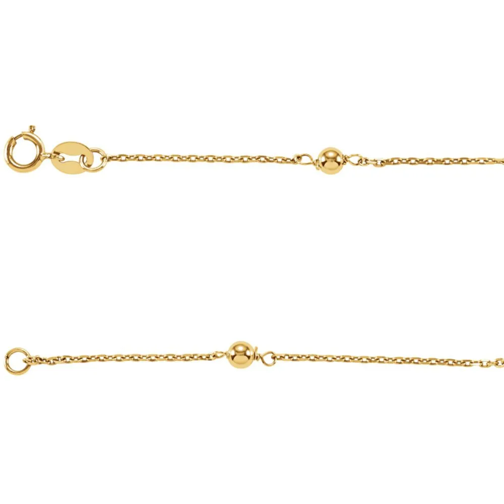 14K Yellow Gold Bead 6" Youth Bracelet