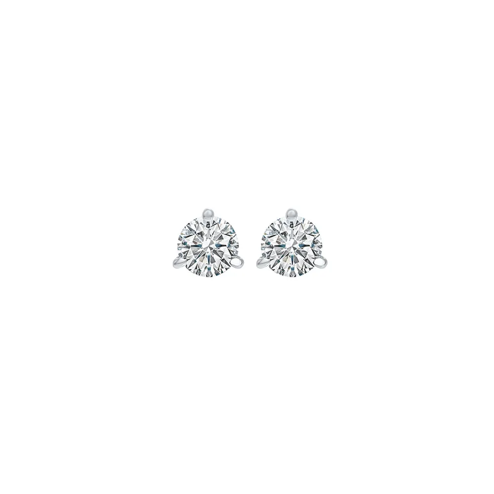 14KT White Gold & Diamond Classic Book Round Stud Earrings  - 1/10 ctw