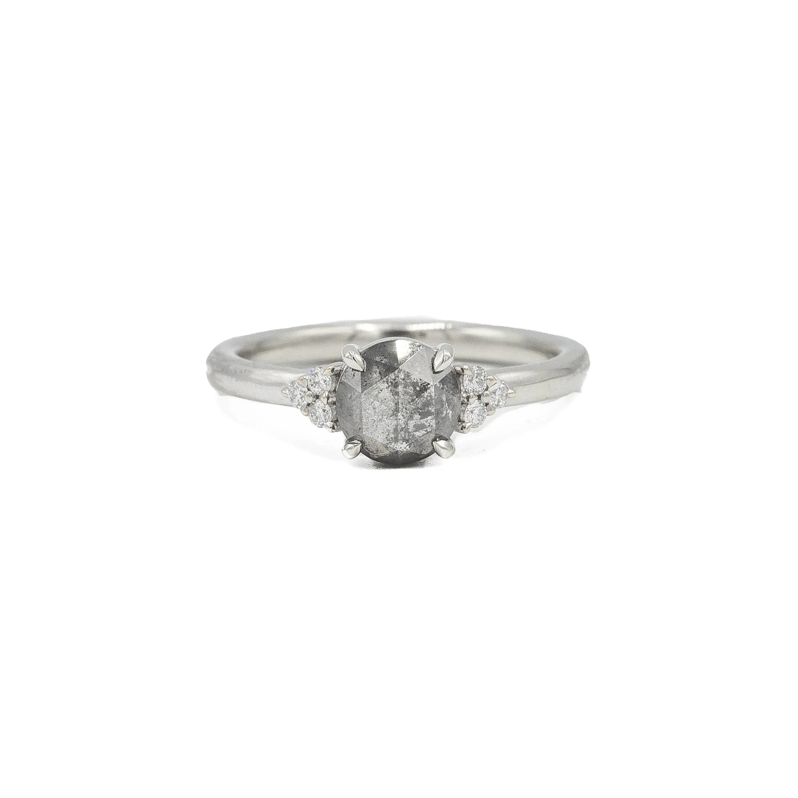 14kw 1.09ct Round Salt & Pepper "Maya" Diamond Ring