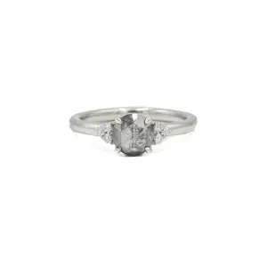 14kw 1.09ct Round Salt & Pepper "Maya" Diamond Ring
