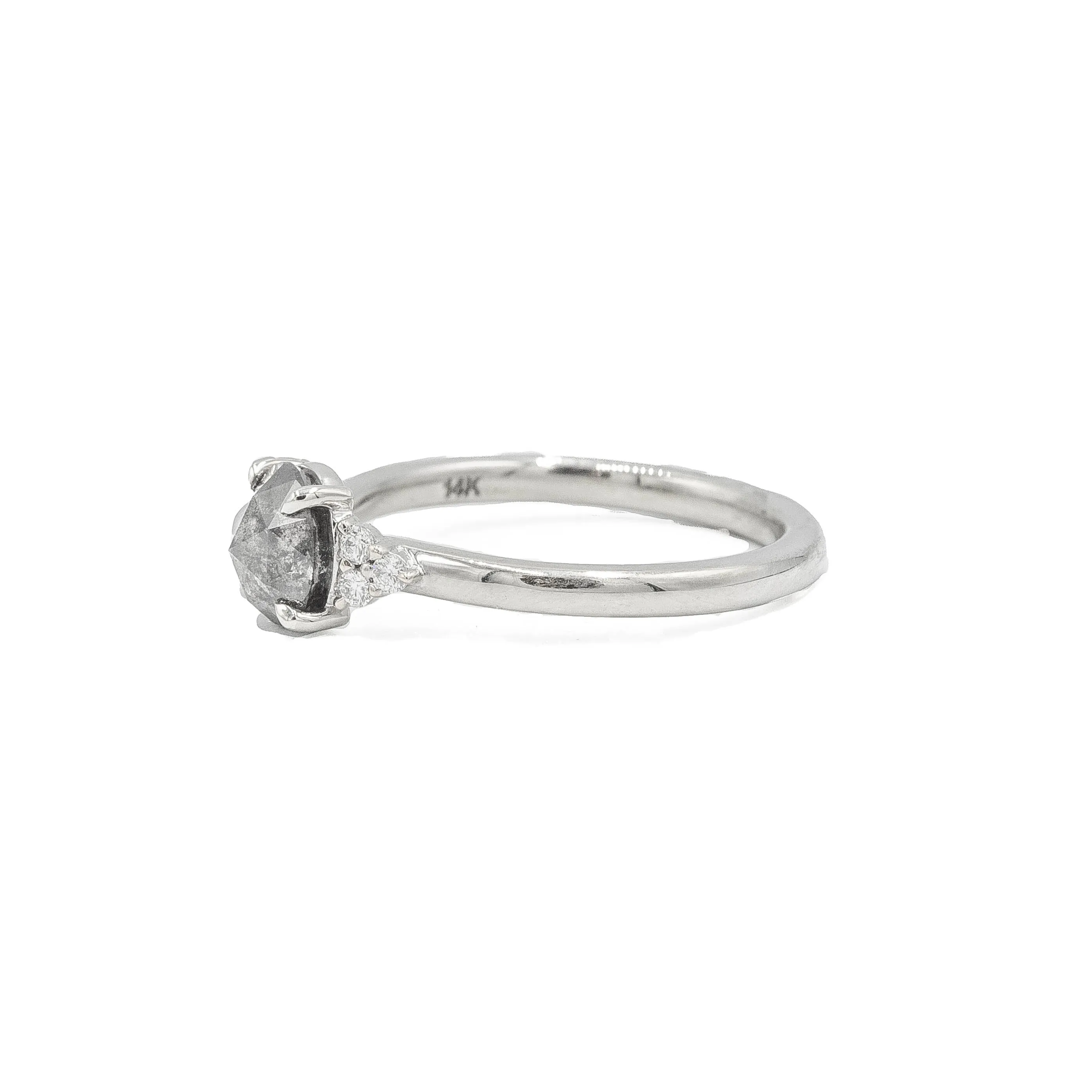 14kw 1.09ct Round Salt & Pepper "Maya" Diamond Ring