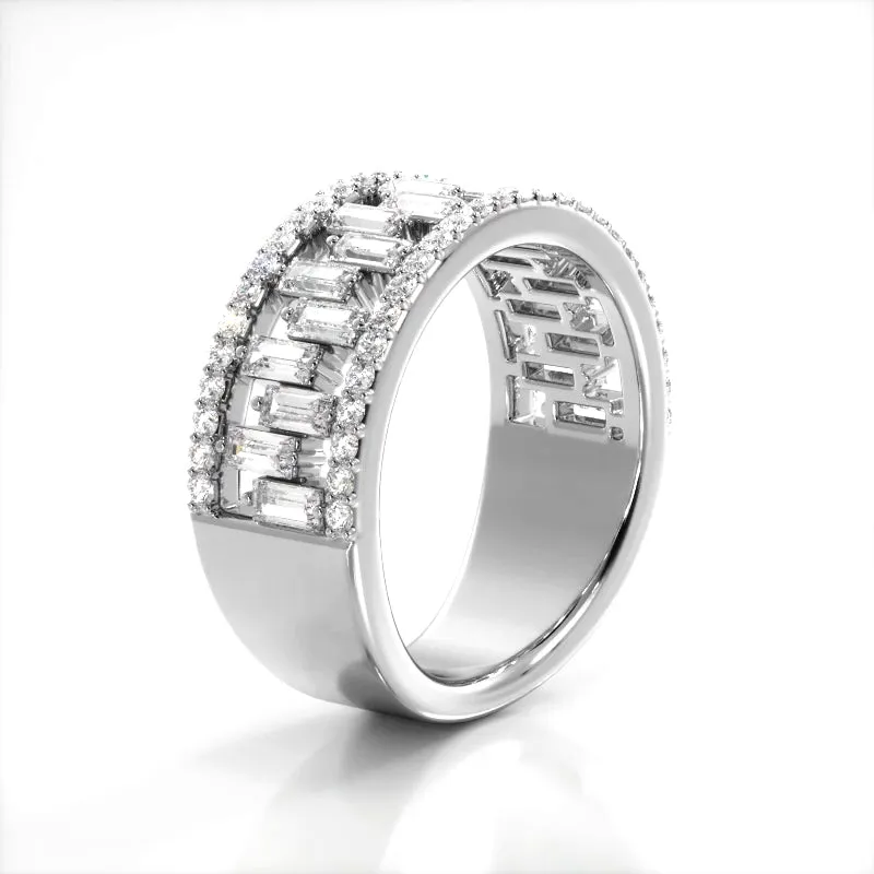 1.50 ct. Baguette And Round Diamond Wedding Band