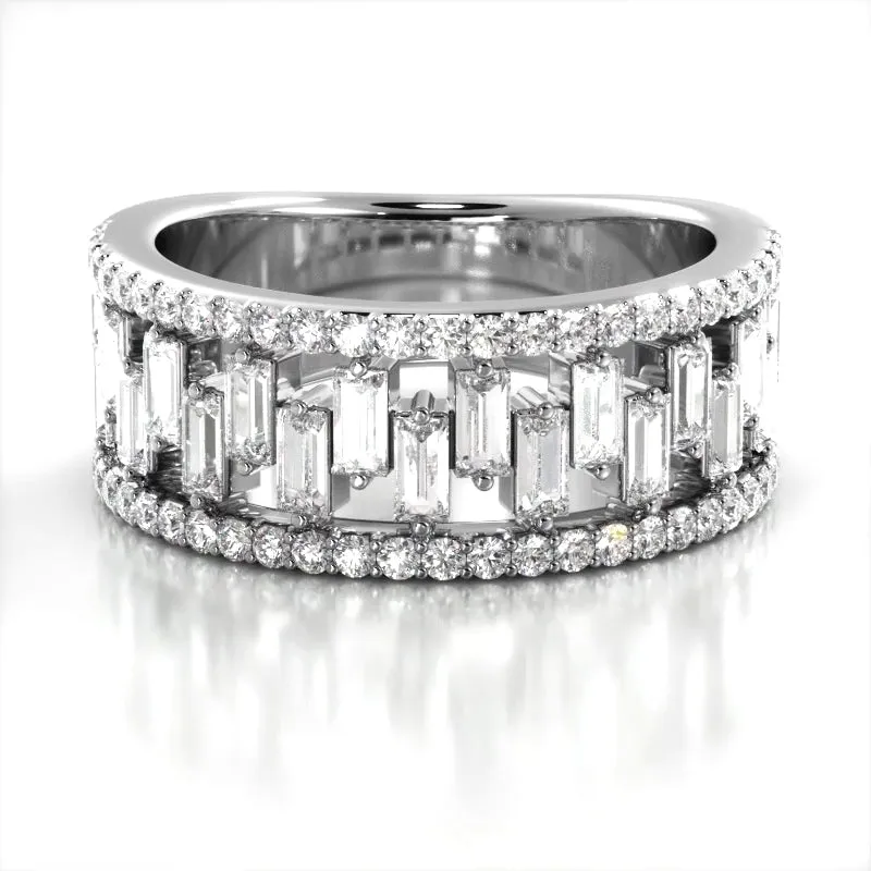 1.50 ct. Baguette And Round Diamond Wedding Band