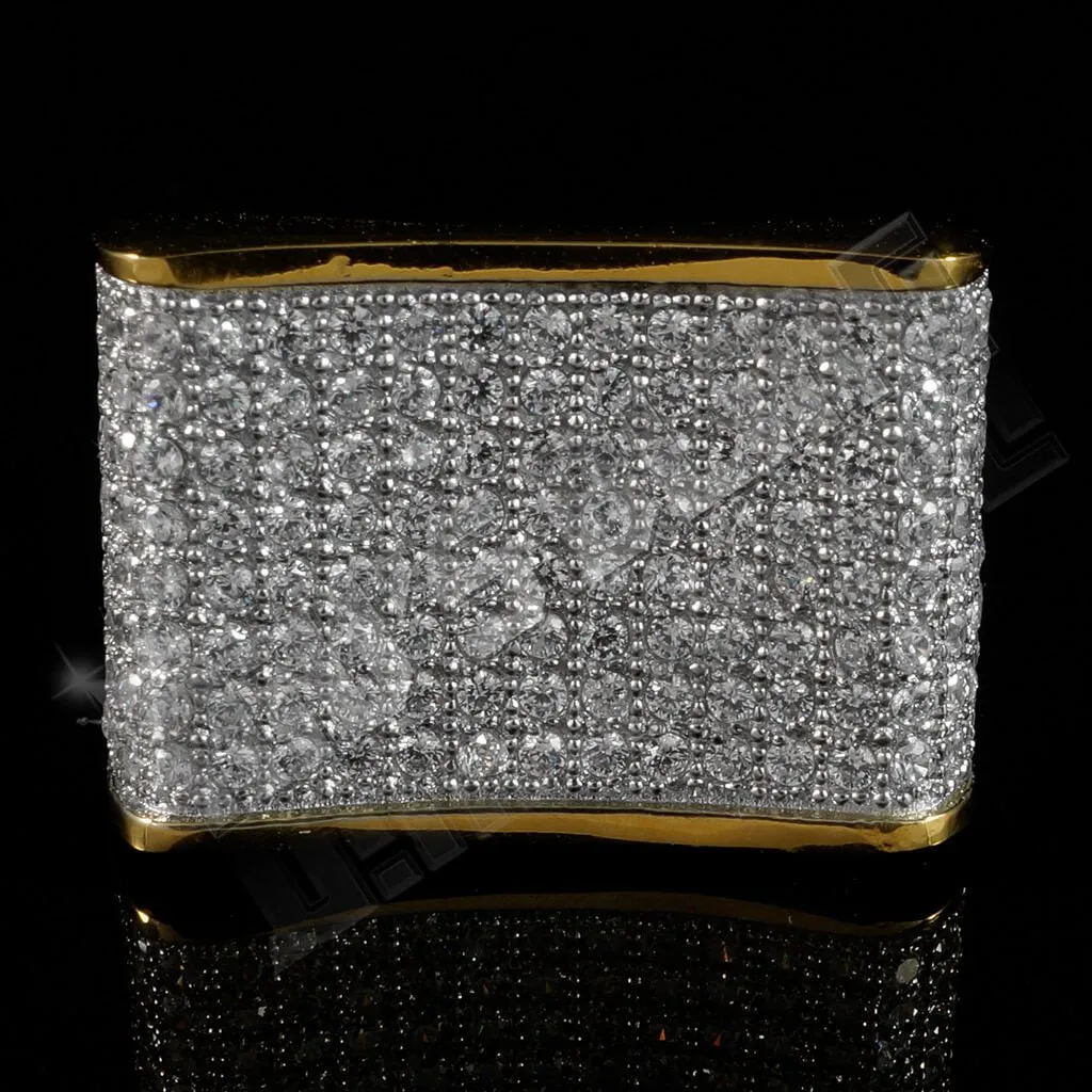 18k Gold Iced Stainless Steel Concave Ring