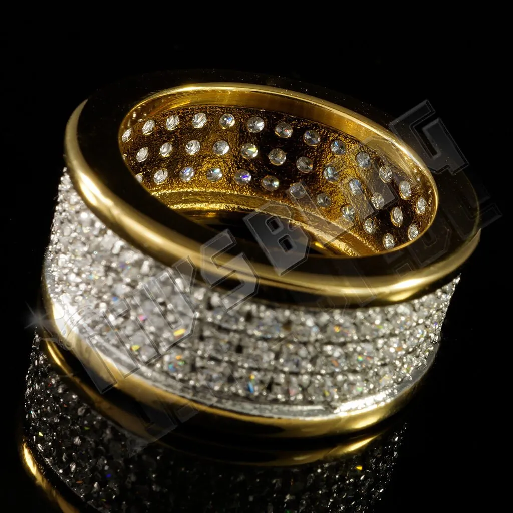 18k IP Gold Iced Stainless Steel Round Ring