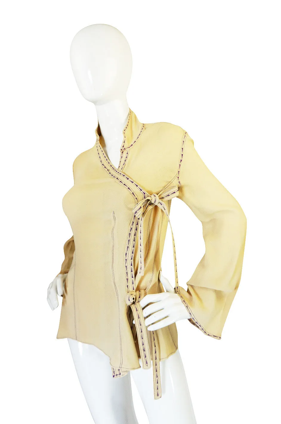 1960s Rare Alice Pollock Moss Crepe Wrap Top