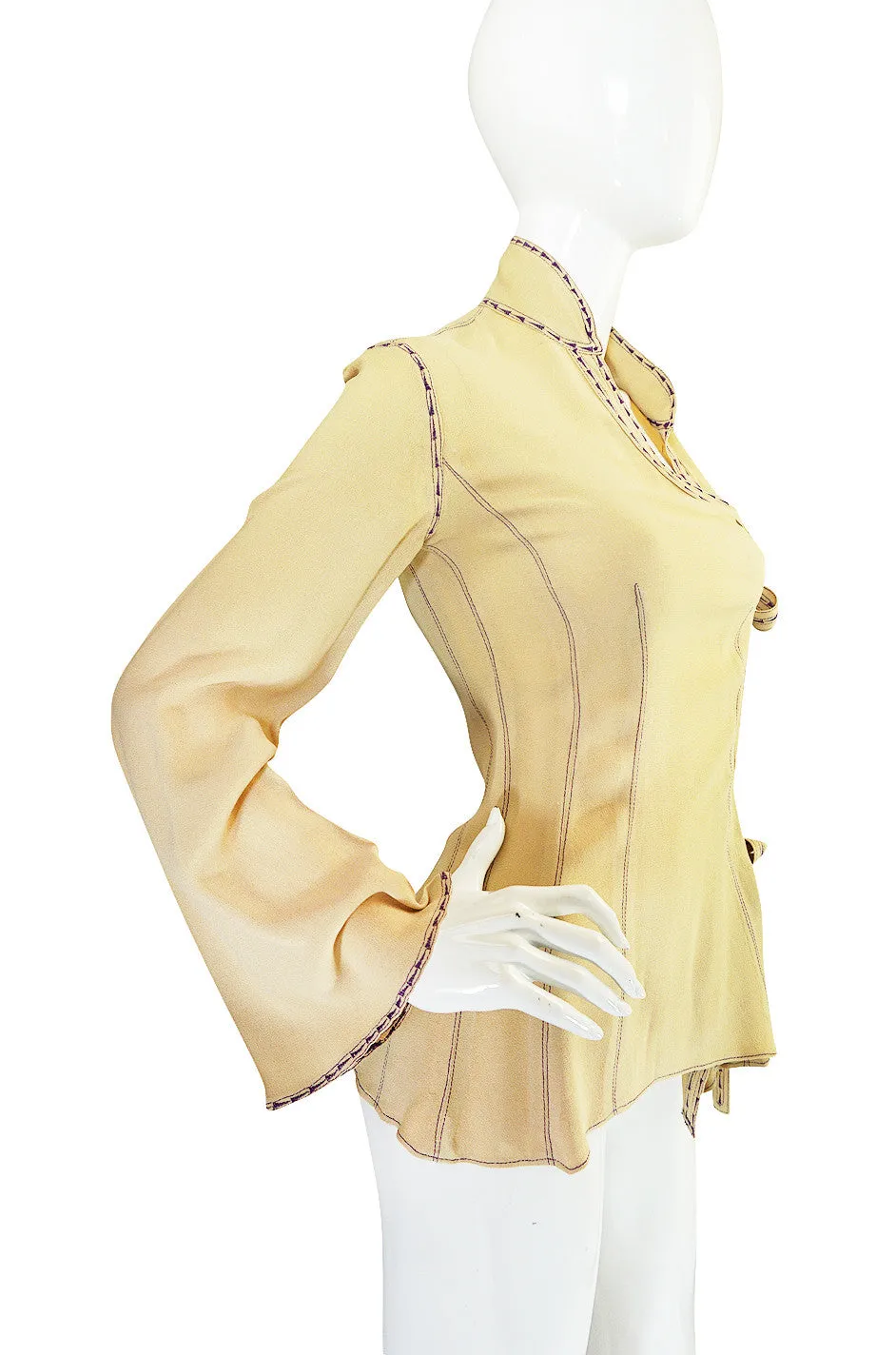 1960s Rare Alice Pollock Moss Crepe Wrap Top