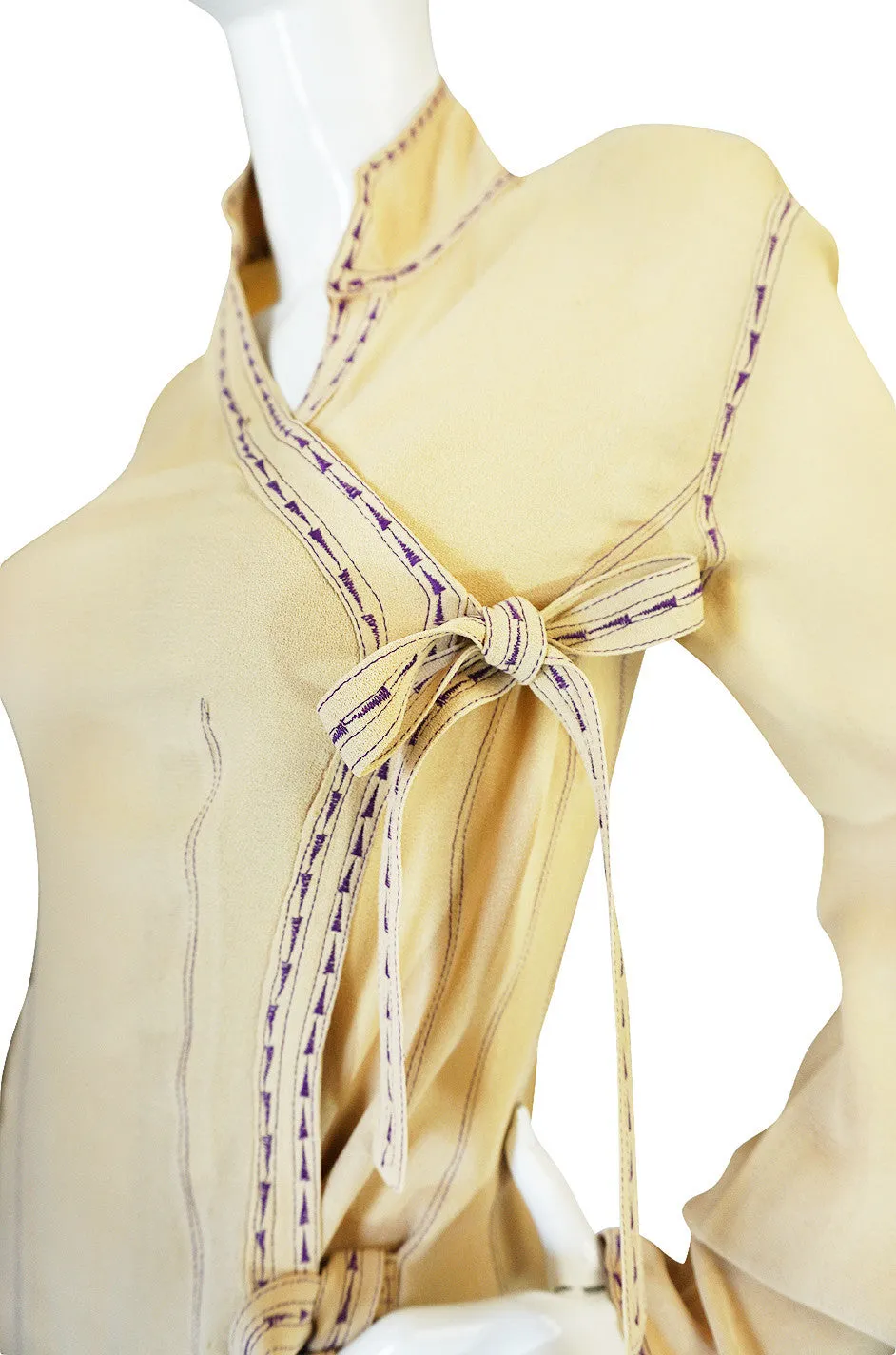 1960s Rare Alice Pollock Moss Crepe Wrap Top
