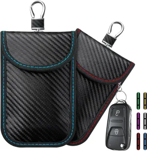 2024 Faraday Bag Key Protector, 2 Pack Signal Blocking RFID Key Fob Protector Pouch, Anti-Theft Car Security Cage (Red Blue, Medium)