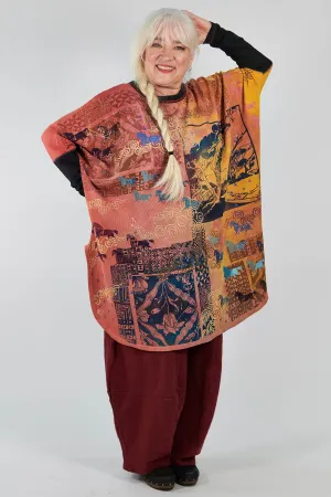 2251 Natural City Tunic Sunshine/Sunset Horses among Trees Hand-Dyed