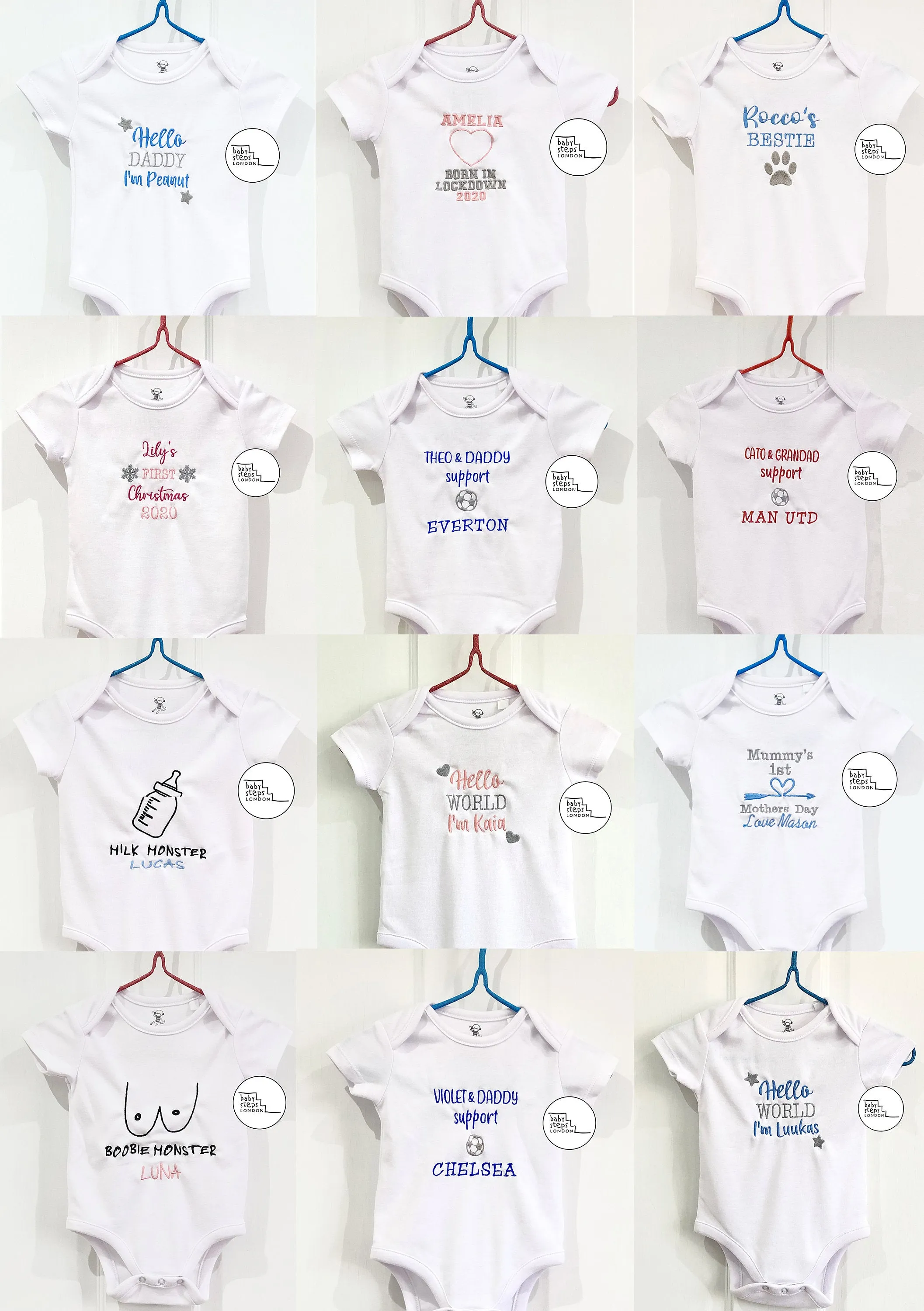 3-ITEMS Personalised Mini Backpack Bag, Blanket & Bodysuit Bundle Gift Set