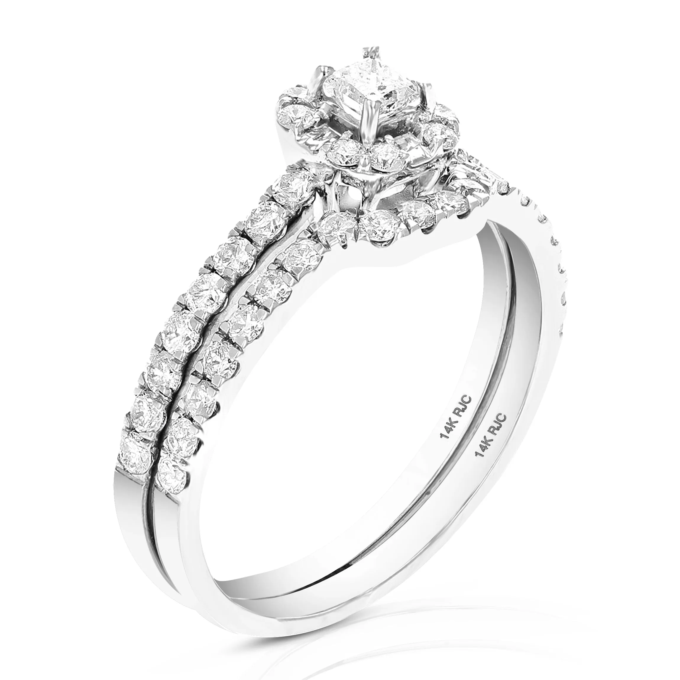 3/4 cttw Princess Diamond Bridal Set in White Gold