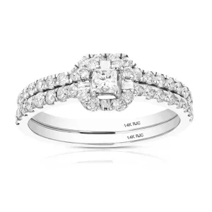 3/4 cttw Princess Diamond Bridal Set in White Gold