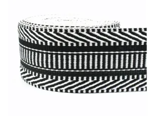 38mm Jacquard Webbing Black & White