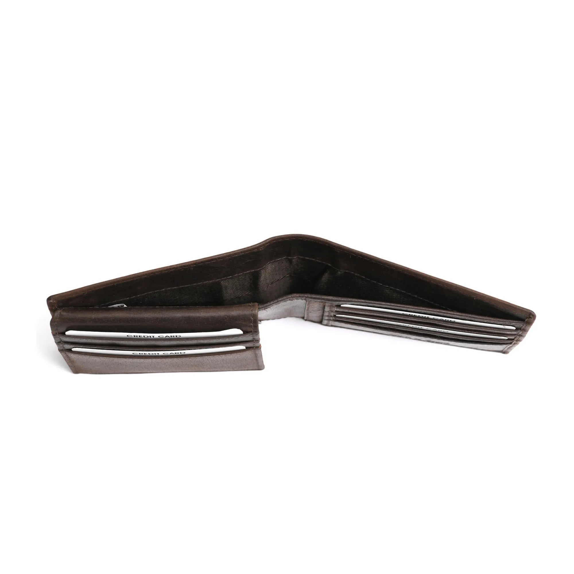 391004 Brown Bifold Pass-Case Leather Wallet with Flap | Style n Craft