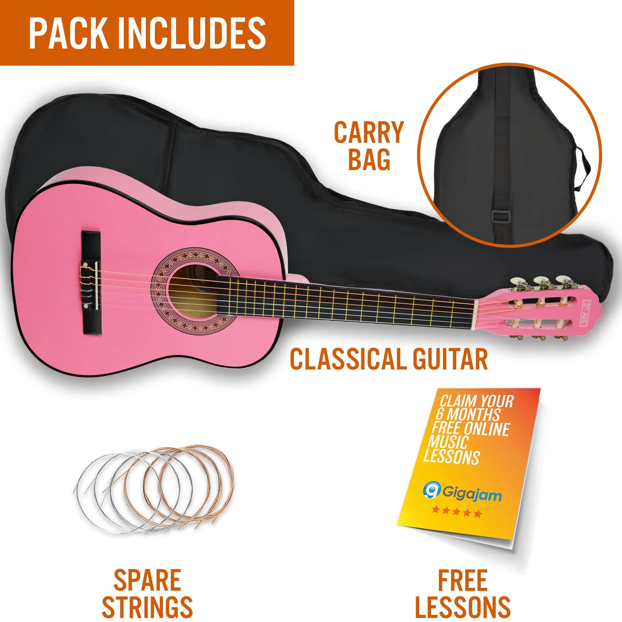 3rd Avenue 1/2 Size Classical Guitar Pack