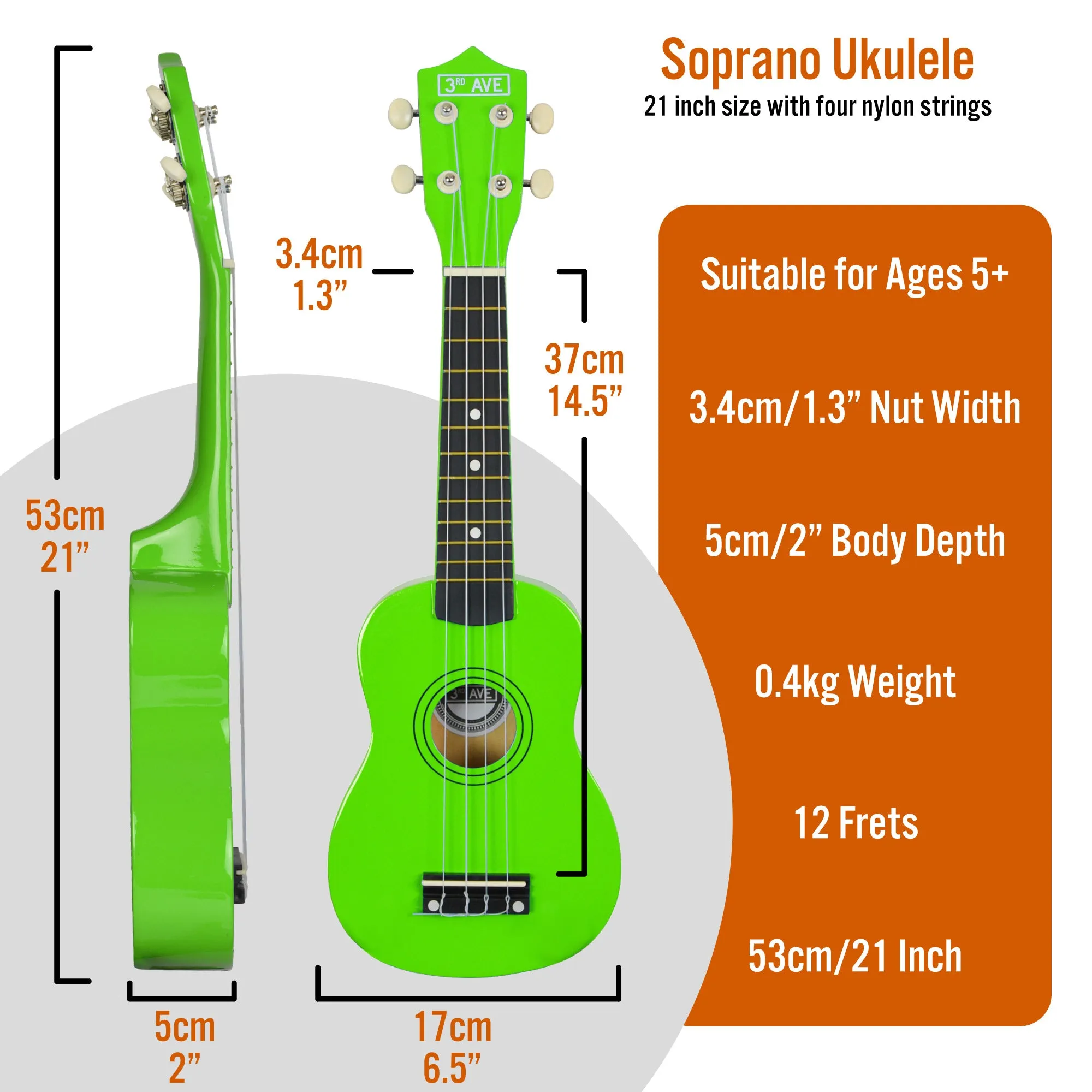 3rd Avenue Soprano Ukulele with Bag