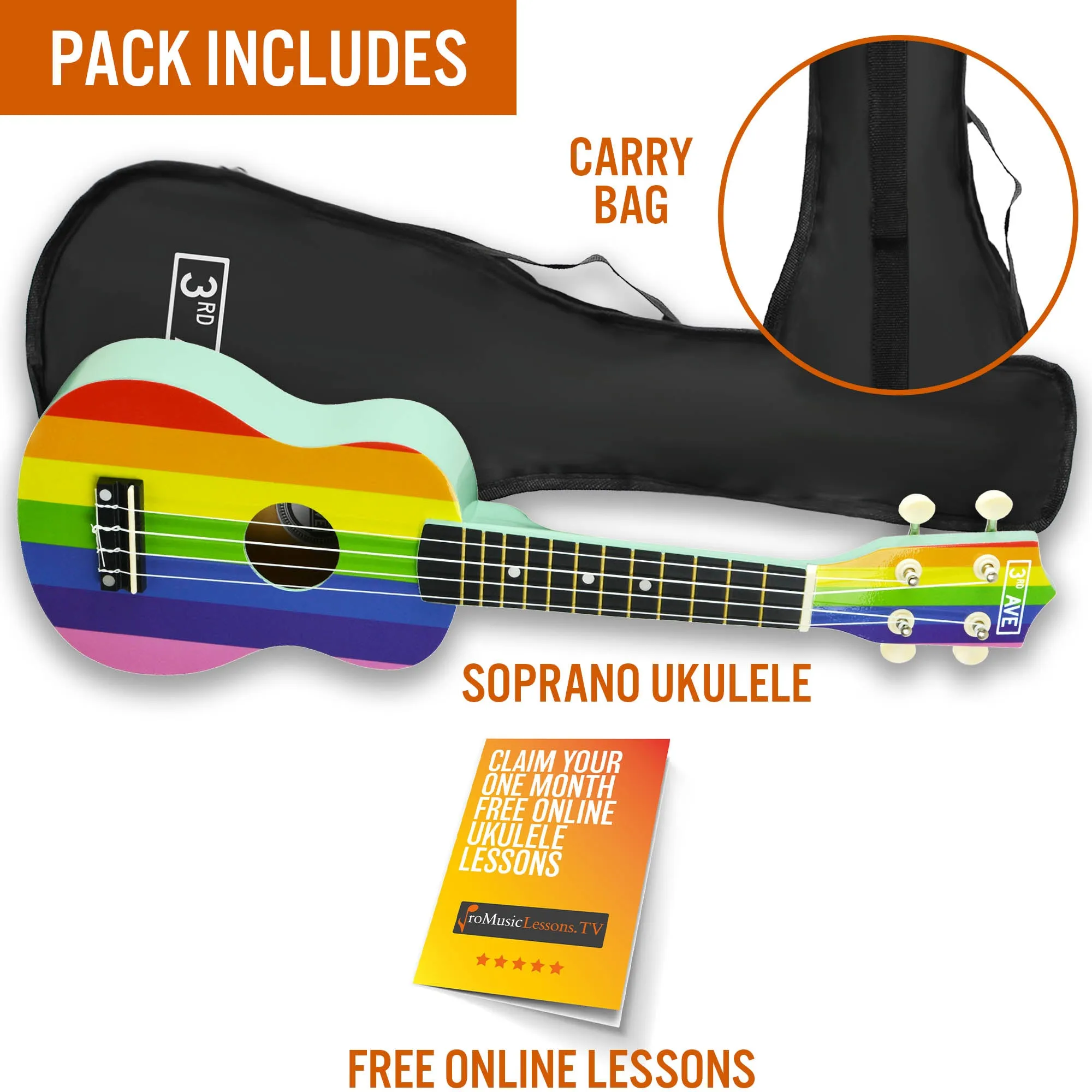 3rd Avenue Soprano Ukulele with Bag