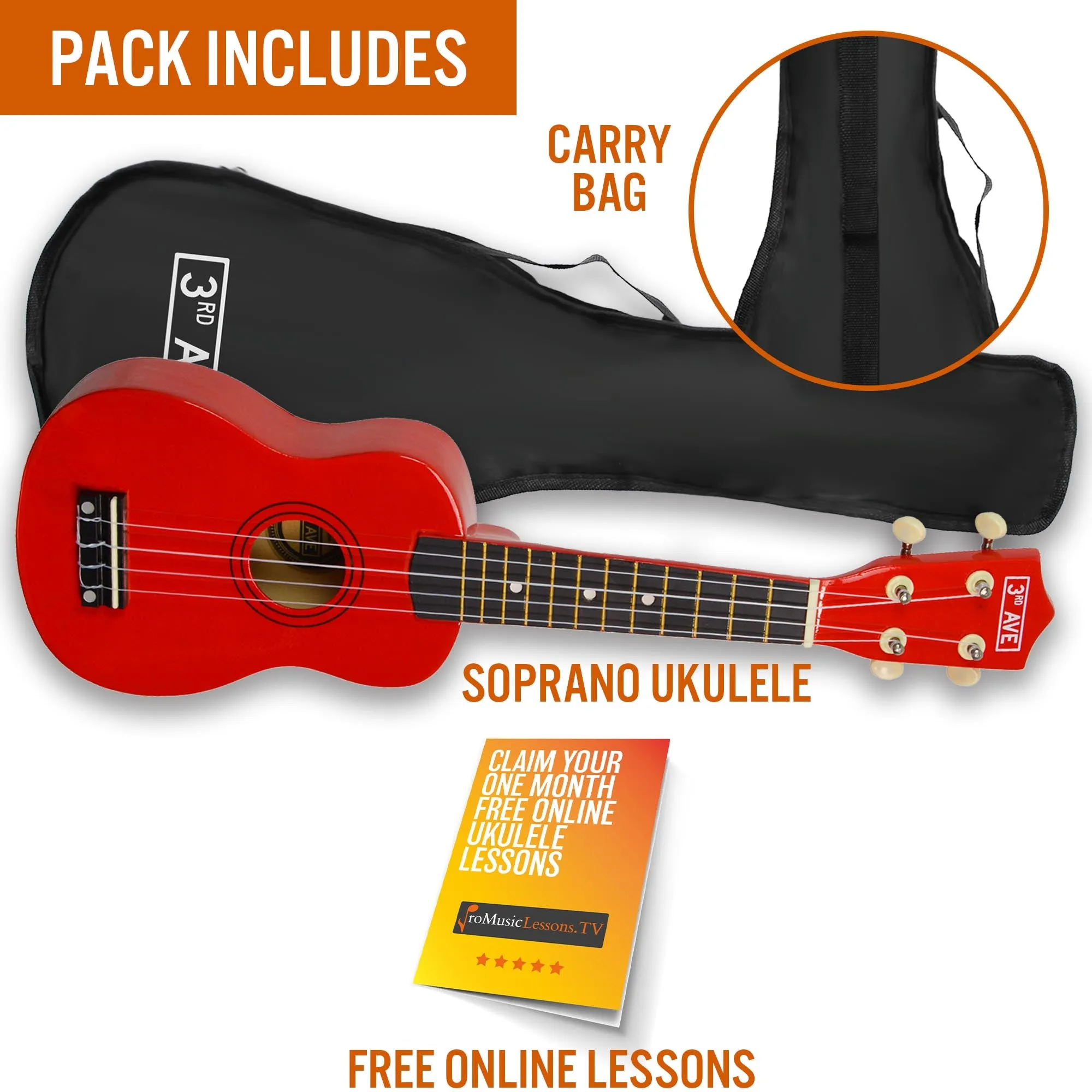 3rd Avenue Soprano Ukulele with Bag