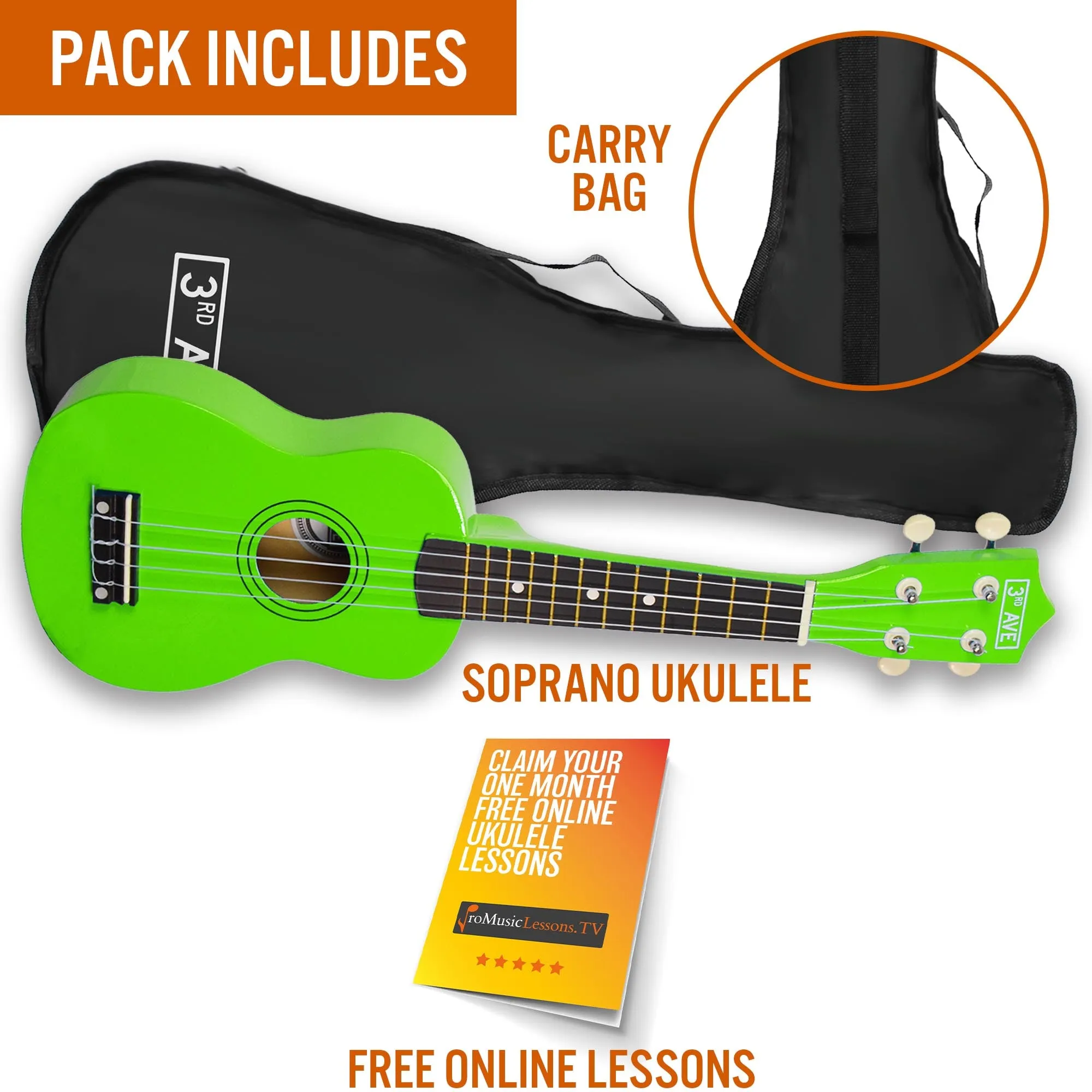 3rd Avenue Soprano Ukulele with Bag