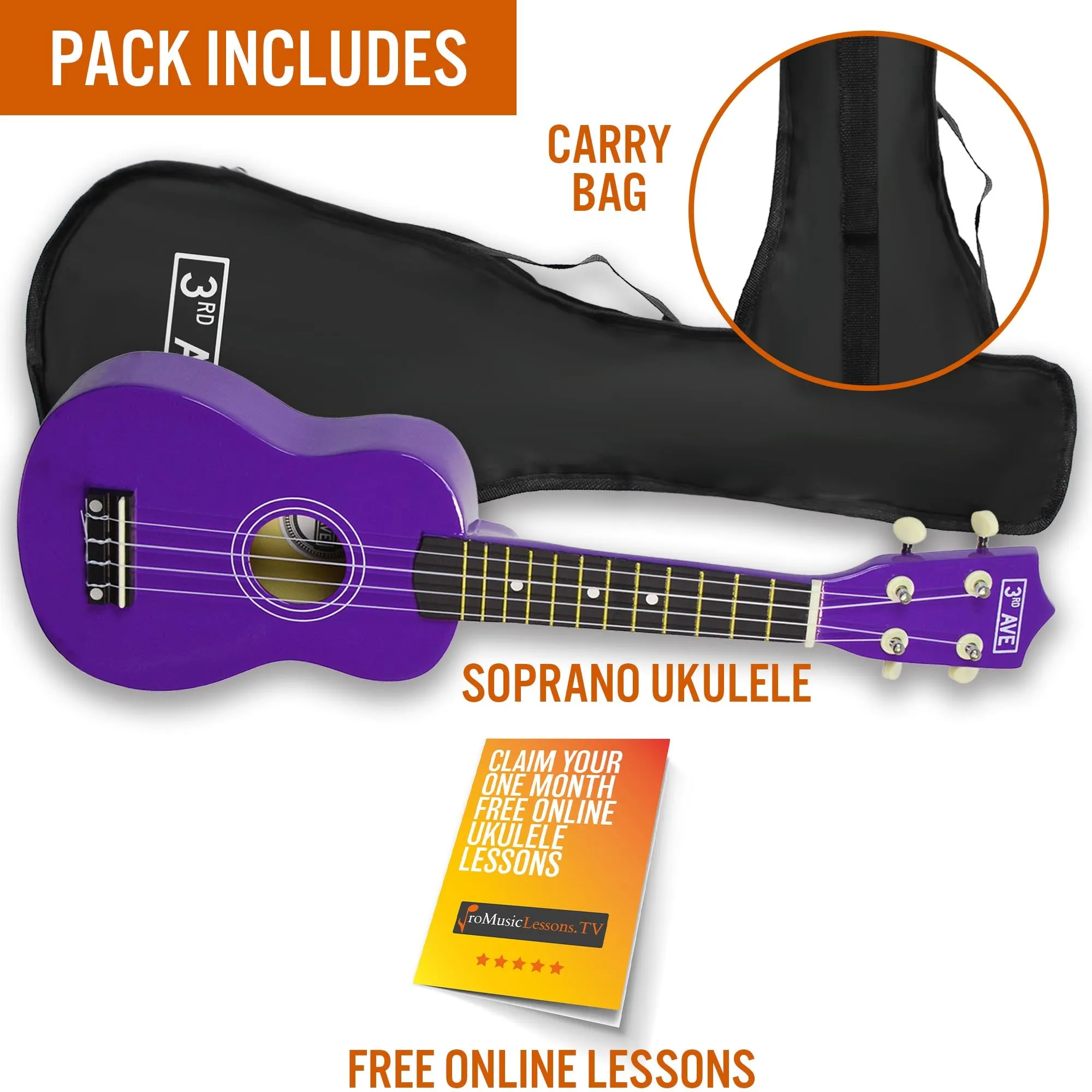 3rd Avenue Soprano Ukulele with Bag