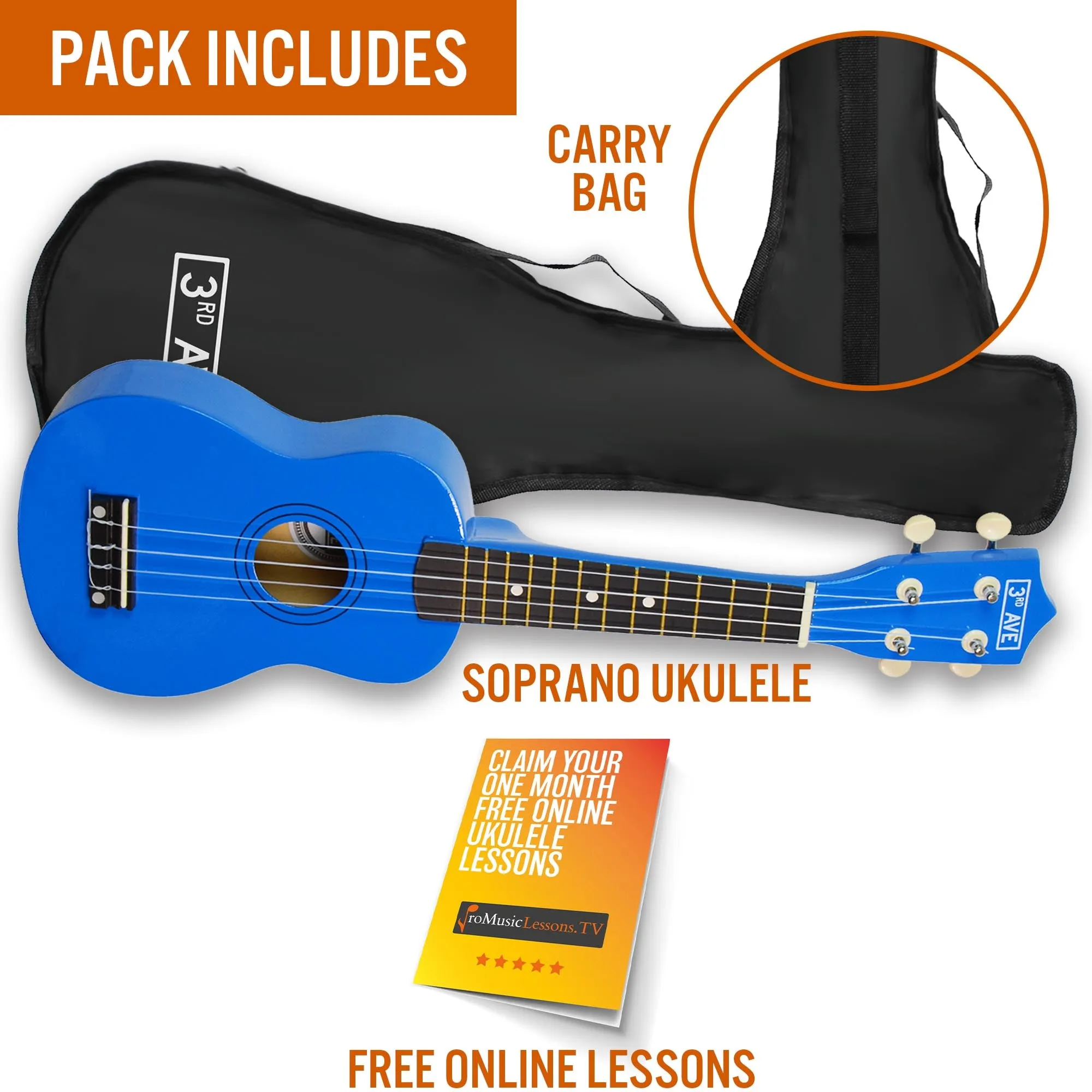 3rd Avenue Soprano Ukulele with Bag