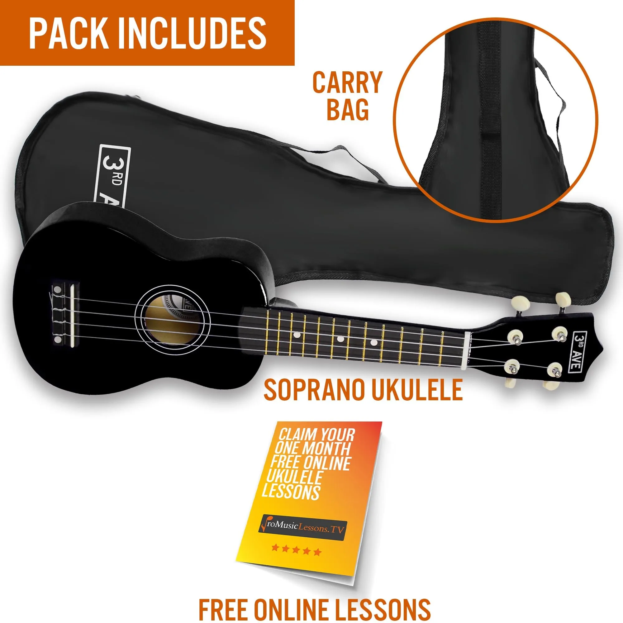 3rd Avenue Soprano Ukulele with Bag