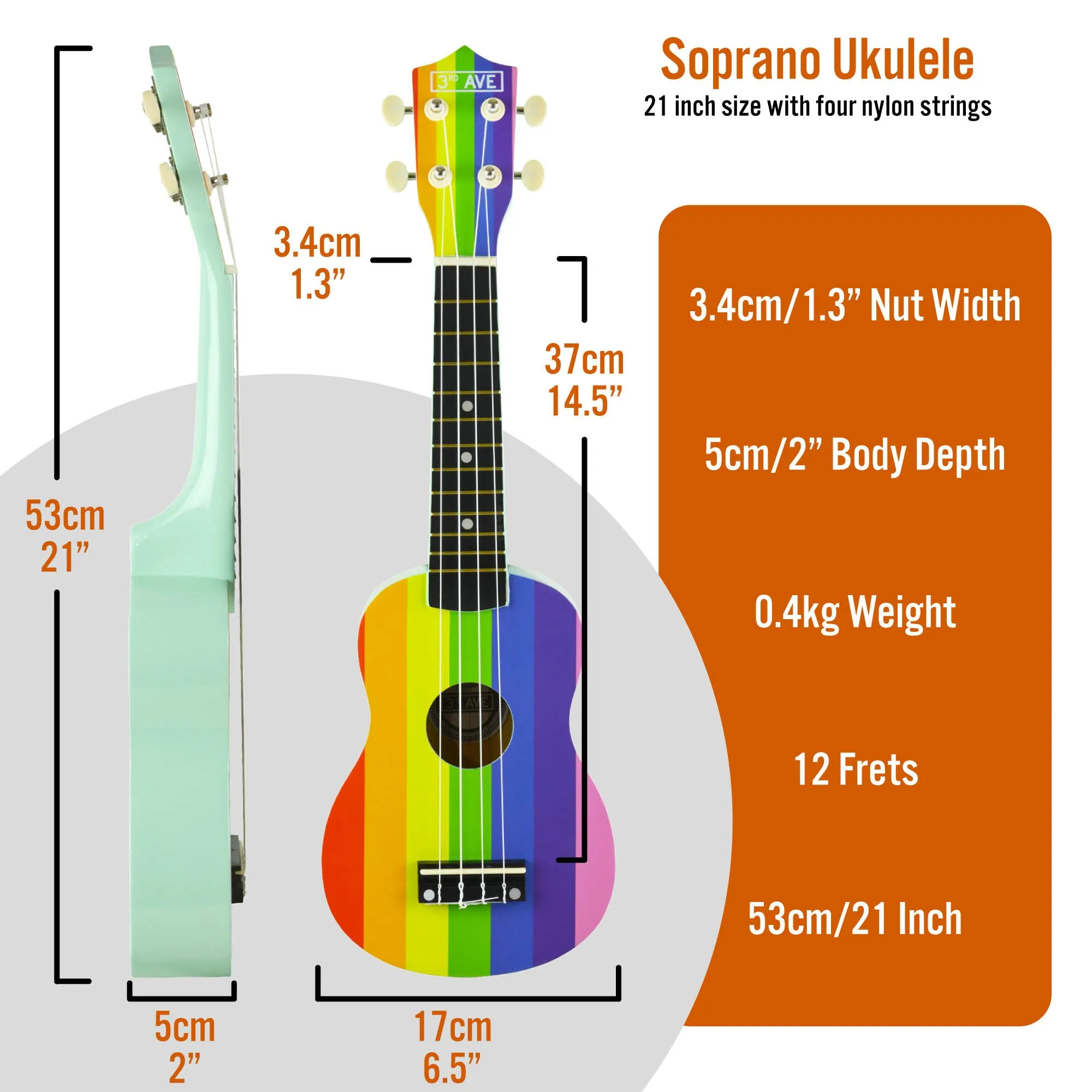 3rd Avenue Soprano Ukulele with Bag