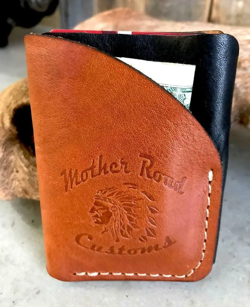 4 Banger Minimalist Men's Women's Black & Tan Sepichi Veg Tan Leather Wallet