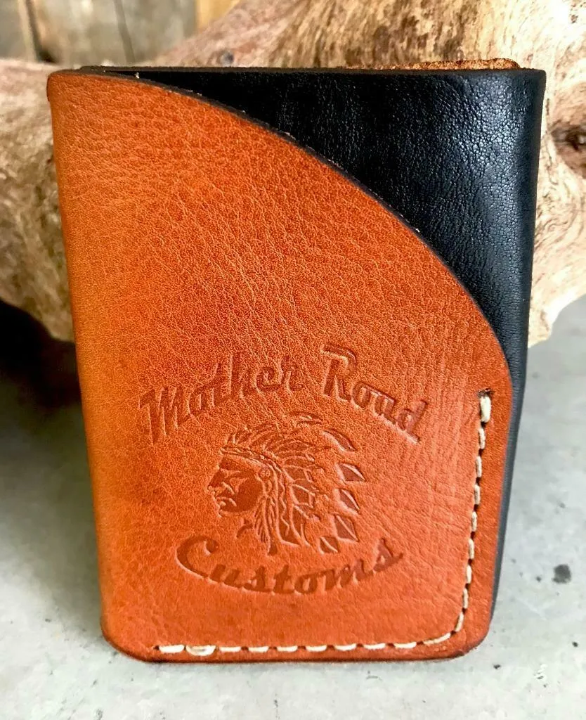 4 Banger Minimalist Men's Women's Black & Tan Sepichi Veg Tan Leather Wallet