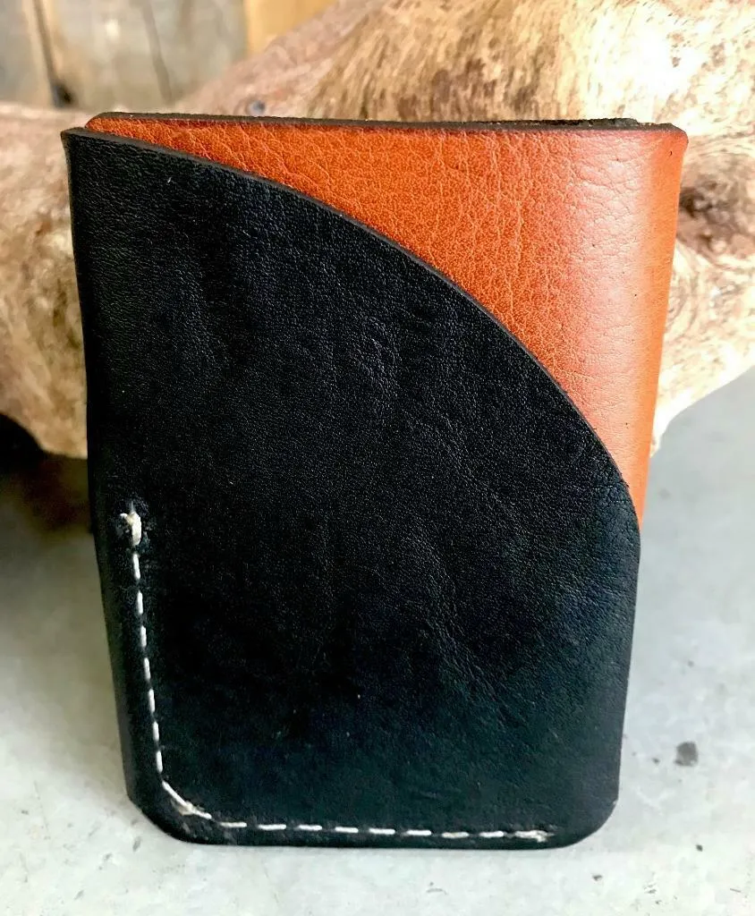 4 Banger Minimalist Men's Women's Black & Tan Sepichi Veg Tan Leather Wallet