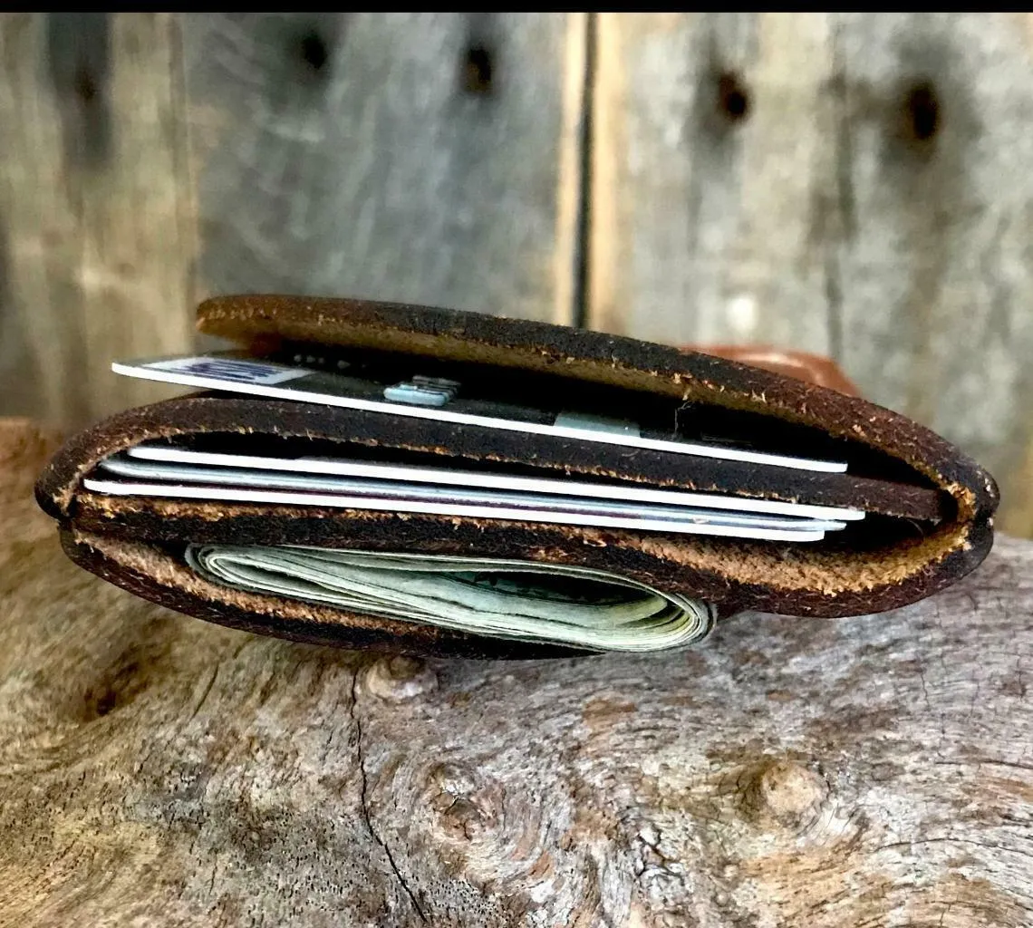 4 Banger Minimalist Men's Women's Black & Tan Sepichi Veg Tan Leather Wallet