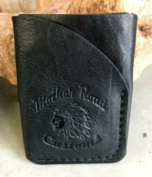 4 Banger Minimalist Men's Women's Black Tooled Sepichi Veg Tan Leather Wallet