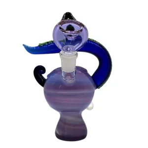 7" Slime Face Fancy Bubbler Built In Downstem - Color May Vary - (1 Count)