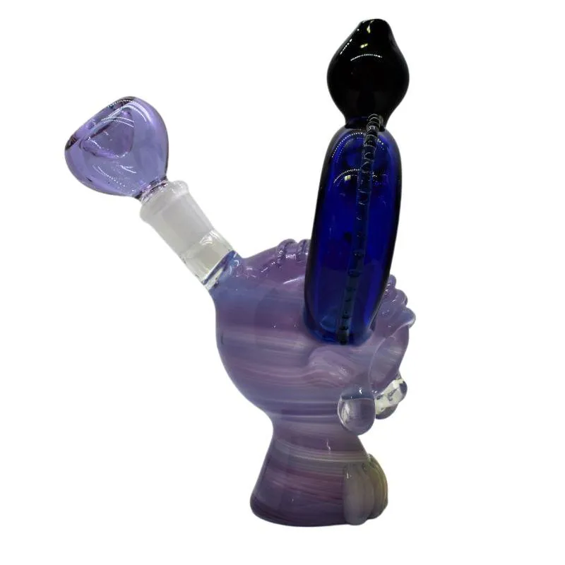 7" Slime Face Fancy Bubbler Built In Downstem - Color May Vary - (1 Count)