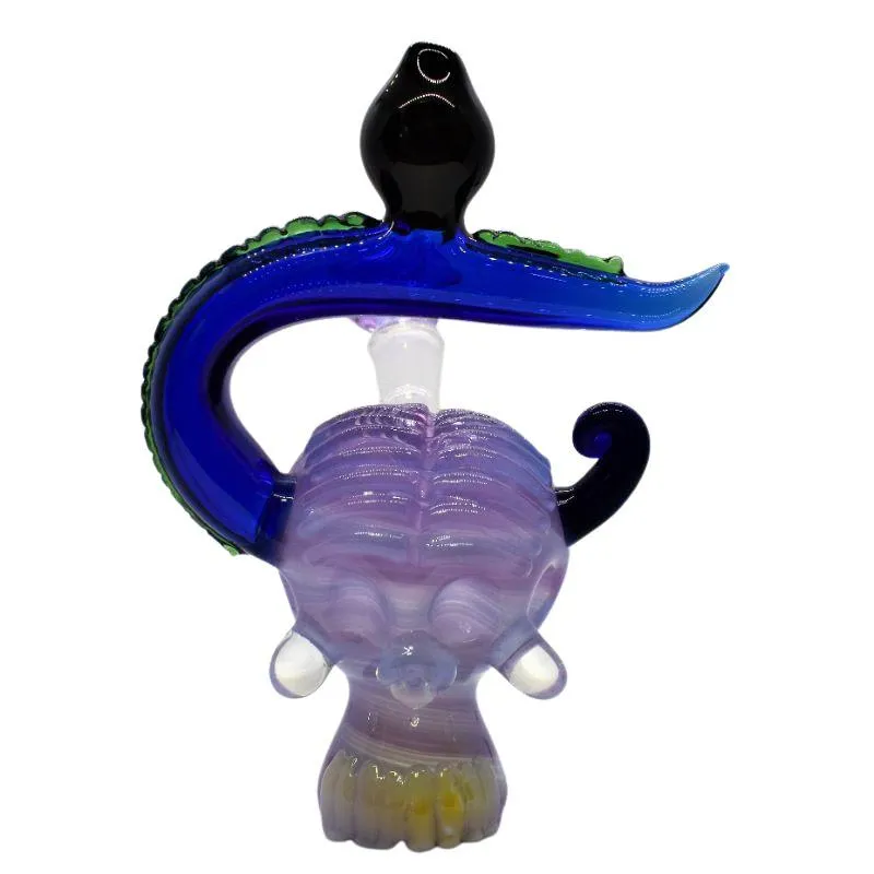 7" Slime Face Fancy Bubbler Built In Downstem - Color May Vary - (1 Count)