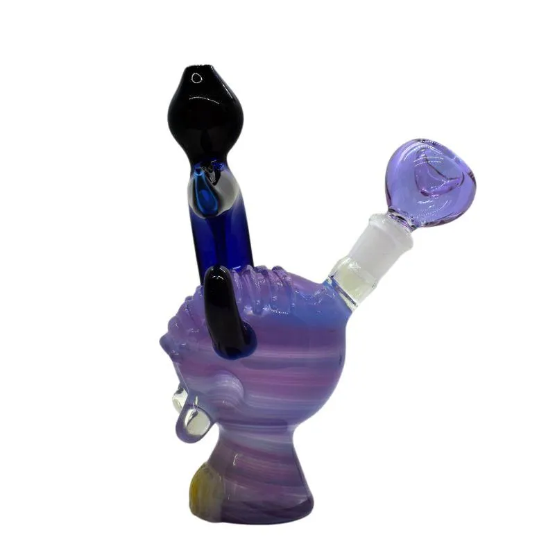 7" Slime Face Fancy Bubbler Built In Downstem - Color May Vary - (1 Count)